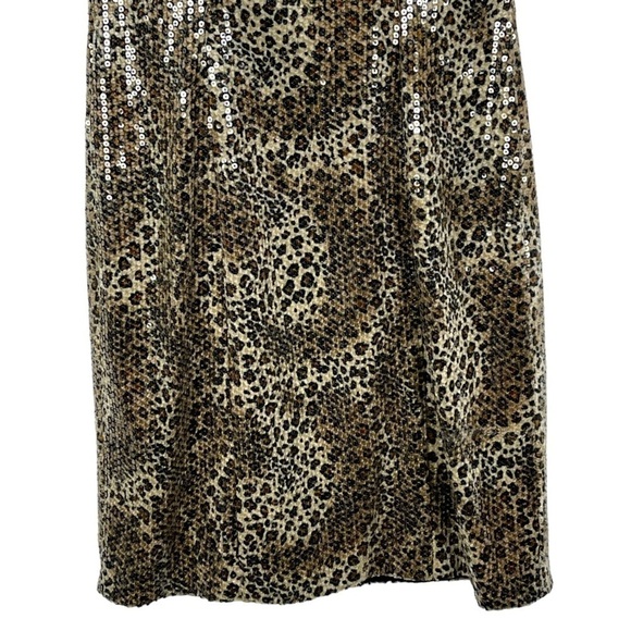 SUE WONG NOCTURNE SEQUIN LEOPARD CAP SLEEVE SCOOP NECK RETRO COCKTAIL DRESS - Picture 9 of 15